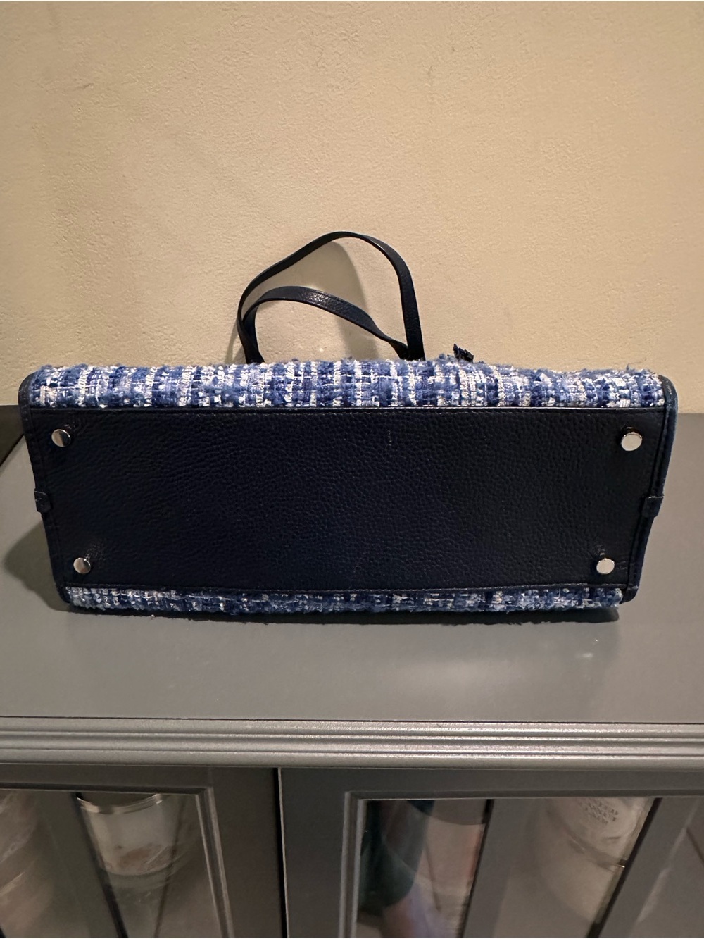 kate spade Rowe navy and white tweed tote with tassel - Picture 6 of 10